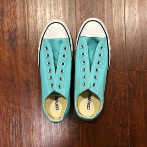 Light Blue Laceless Converse Sneakers